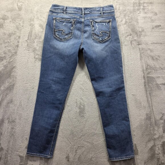 Silver Jeans Co Jeans Womens 32x27 Blue Suki Ankle Slim Stretch Distressed Curvy - Picture 2 of 11